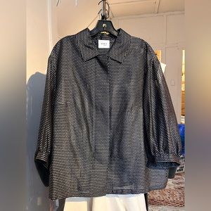 Akris punto dot & stripe puff sleeve organza jacket blouse